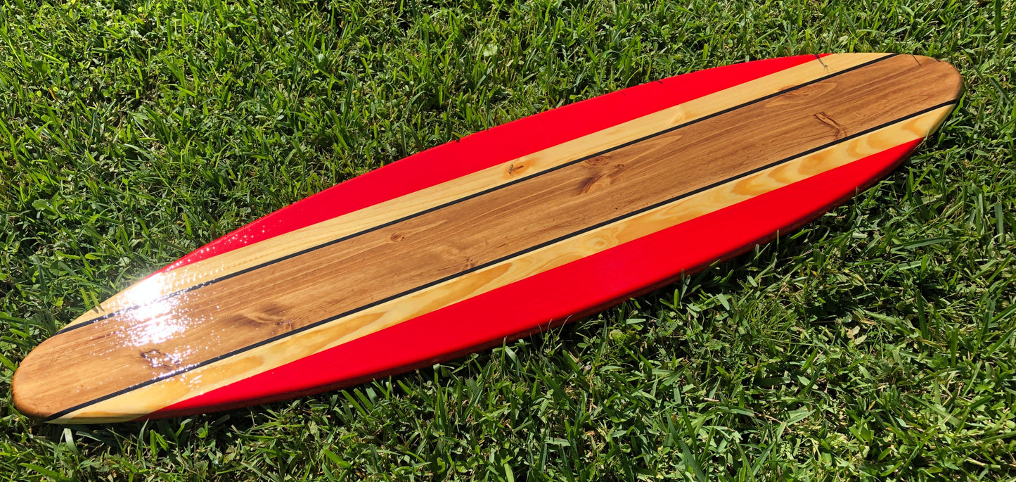 Red Rail Classic Style Surfboard Wall Art & Decor | Customizable | Wood Surfboard Decor, Beach House Decor, Coastal Decoration