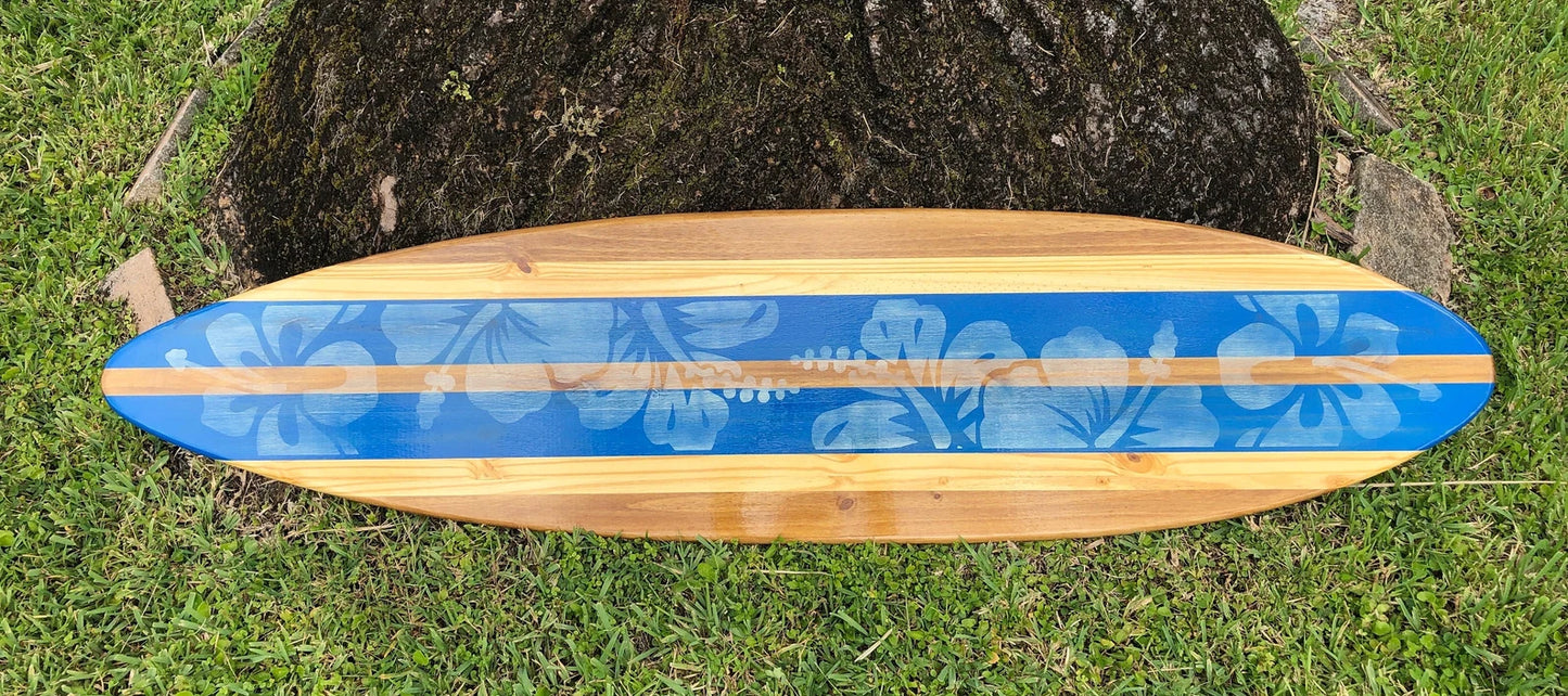 Blue Vintage Distressed Surfboard Wood Wall Art & Decor | Customizable | Surfboard Decor, Beach House Decor, Coastal Decor