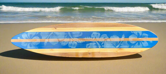 Blue Distressed Surfboard Wood Wall Art & Decor | Customizable | Surfboard Decor, Beach House Decor, Coastal Decor