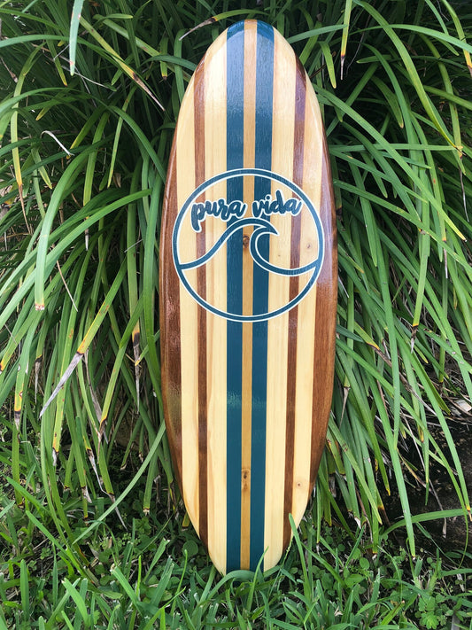 Pura Vida Surfboard Wooden Wall Art & Decor | Customizable | Surfboard Decor, Beach House Decor, Coastal Decor