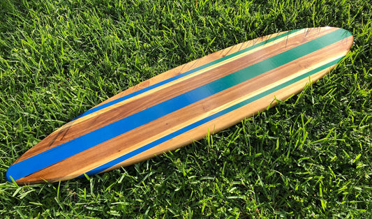 Blue Green Twist Surfboard Wall Art & Decor | Customizable | Wood Surfboard Decor, Beach House Decor, Coastal Decor