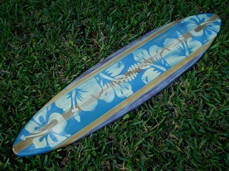 Vintage Blue Distressed Style Surfboard Wood Wall Art & Decor | Customizable | Surfboard Decor, Beach House Decor, Coastal Decor and Artwork