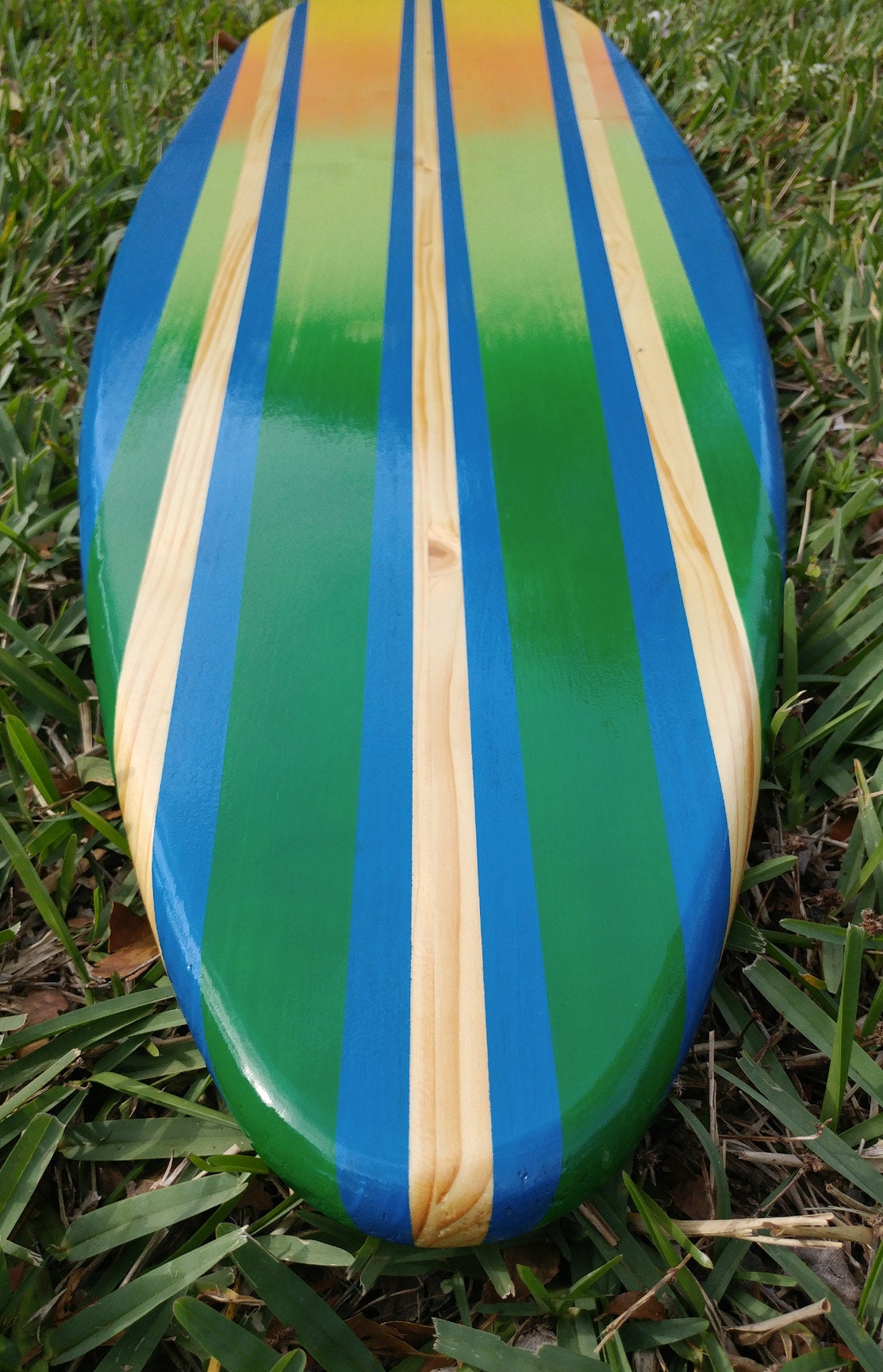 Sunset Taper Surfboard Wall Art & Decor | Customizable | Wood Surfboard Decor, Beach House Decor, Coastal Decor