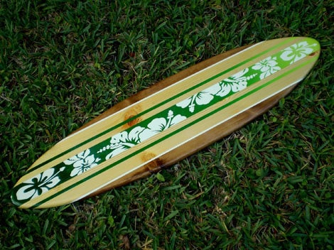 Tropical Green Surfboard Wall Art & Decor | Customizable | Wood Surfboard Decor, Beach House Decor, Coastal Decor, Decorative Surfboard Art