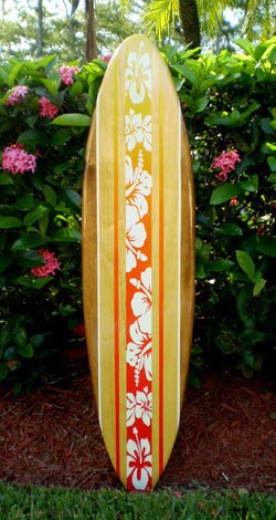 Fire Sunset Wood Surfboard Wall Art Home Decor- Customizable 2-6 foot Sizes Available- Tropical Beach House Decor, Surfboard Decor, Surfboard Wall Art