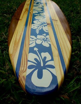 Blue Tropical Classic Solid Wood Surfboard Wall Art- Longboard Beach Home Decor- Beach House, Tropical Theme, Tiki Bar, Surfer Vibes