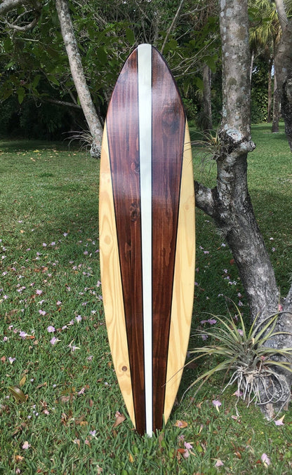Chocolate Taper Wooden Surfboard Wall Art Home Decor- Customizable 4-6 foot Sizes Available- Handmade Modern Beach House Surfboard Decor