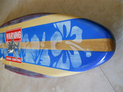 Blue Horizontal Shark Bite Surfboard Wood Wall Art & Decor | Customizable | Surfboard Decor, Beach House Decor, Coastal Decor