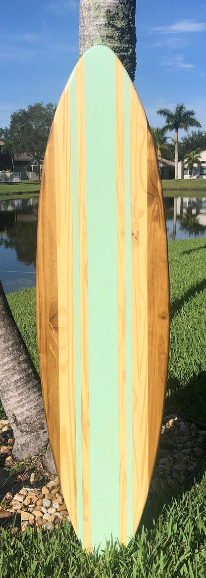 Beachside Teal Wooden Surfboard Wall Art Home Decor- 2-6 foot Sizes Available- Beach House Decor, Interior Design, Nautical and Coastal Decor