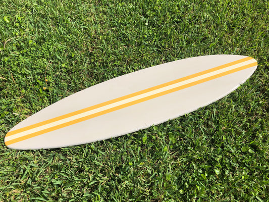 Warm Grey and Yellow Pastel Series Surfboard Wood Wall Art & Decor | Customizable | Surfboard Decor, Beach House Decor, Coastal Decor