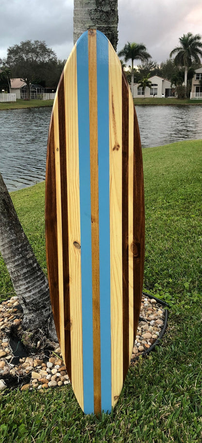 Light Blue Twist Surfboard Wood Wall Art & Decor | Customizable | Surfboard Decor, Beach House Decor, Coastal Decor