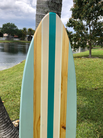 Coastal Coral Pastel Series Surfboard Wood Wall Art & Decor | Customizable | Surfboard Decor, Beach House Decor, Coastal Decor