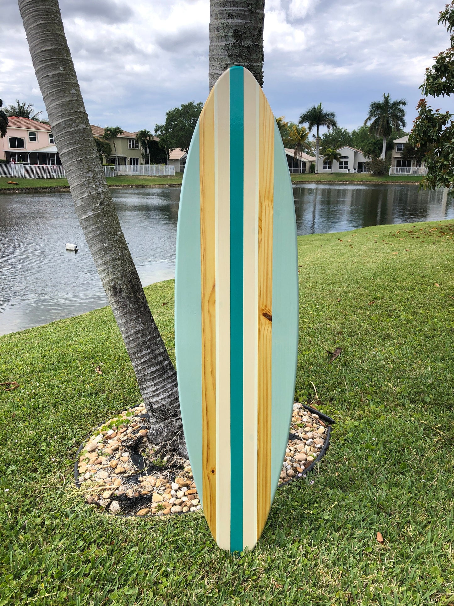 Coastal Coral Pastel Series Surfboard Wood Wall Art & Decor | Customizable | Surfboard Decor, Beach House Decor, Coastal Decor